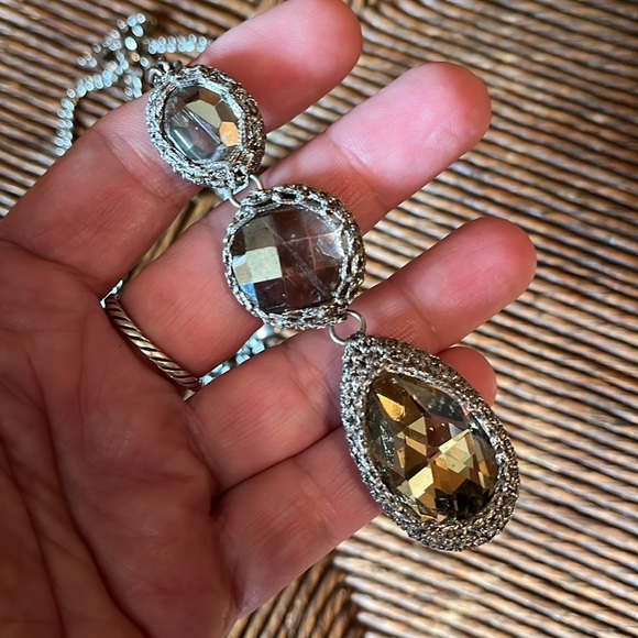 Vintage CHICOs Statement Necklace Vibes Medieval Look Steampunk Crystal Gray NEW - Picture 1 of 16